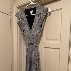 Dress Barn sleeveless plaid coat dress, size L